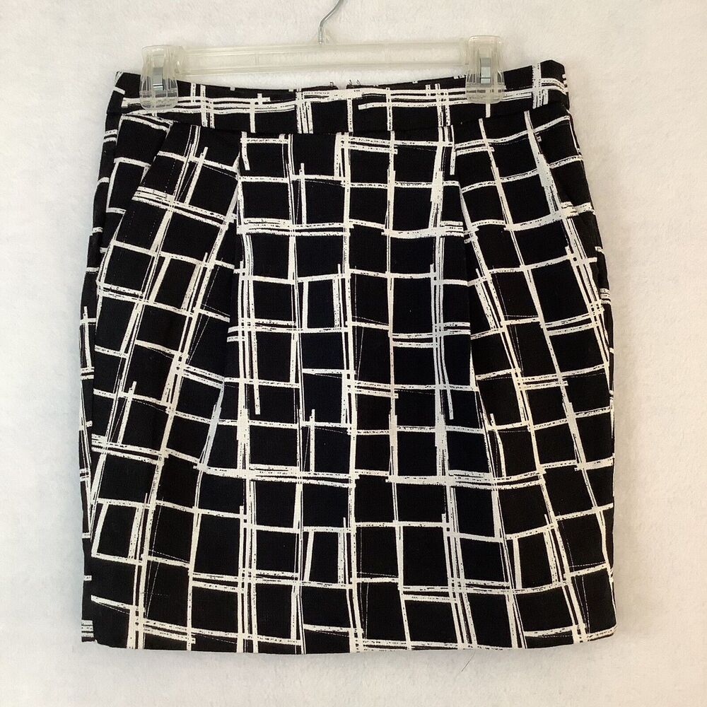 GAP Skirt Women’s Size 2 Black White Plaid Mini Pockets Pleats Lined Cotton
